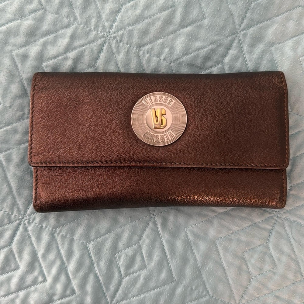 Authentic VERSUS Versace long wallet multi pocket Bronze with Gold emblem $350